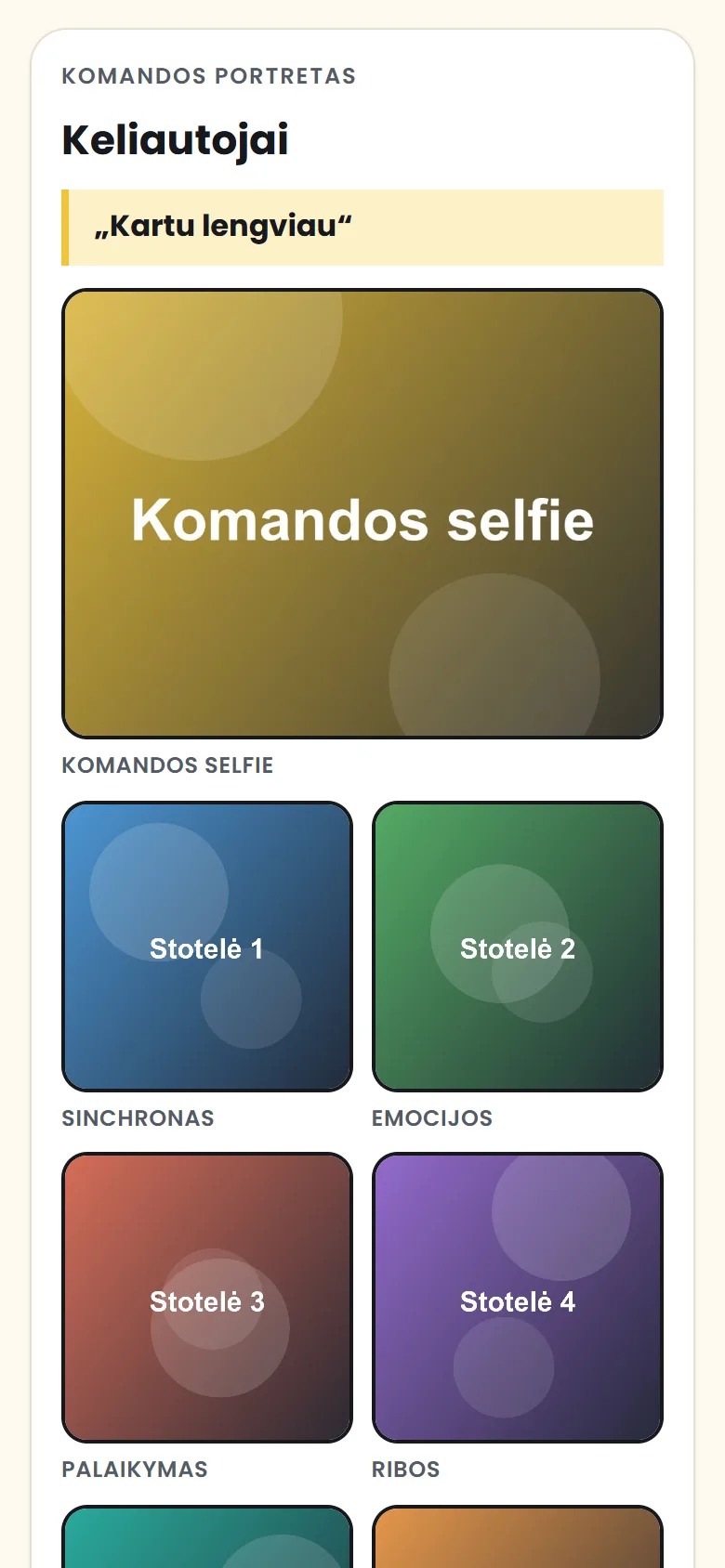 Komandos portretas su nuotraukomis